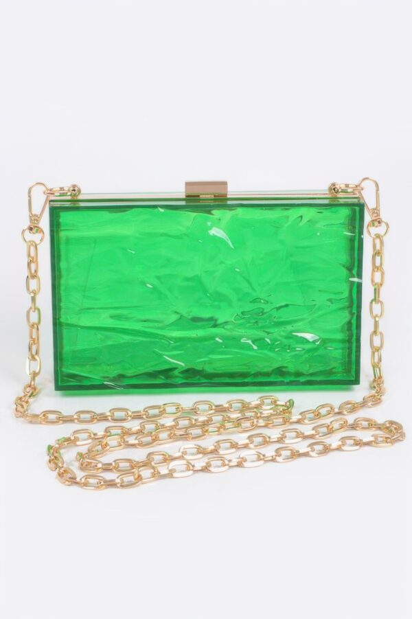 Clear Acrylic Case Clutch with Mixed-Metal Trim
