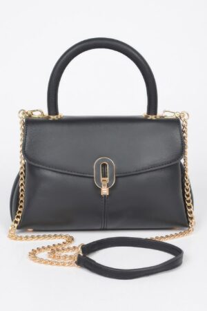 Faux Leather Top Handle Bag – Structured Compact Handbag