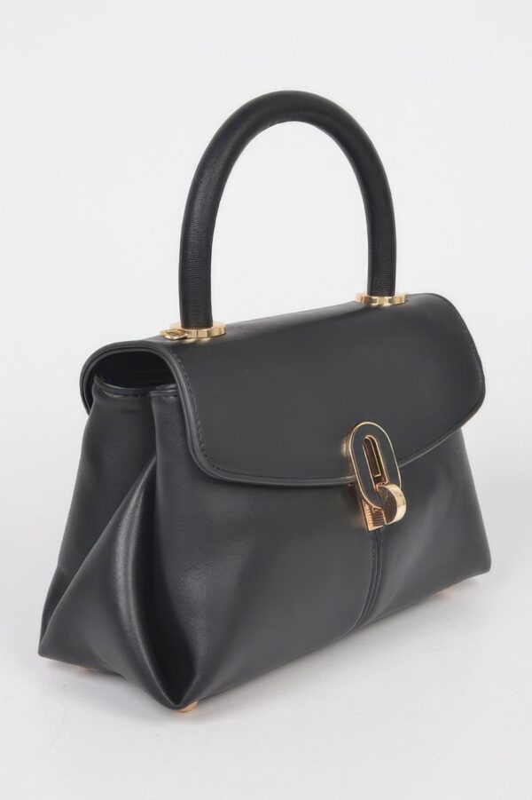 Faux Leather Top Handle Bag – Structured Compact Handbag