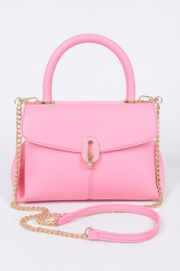 Faux Leather Top Handle Bag – Structured Compact Handbag