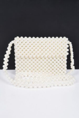 Handmade Faux Pearl Bead Flap Crossbody Bag