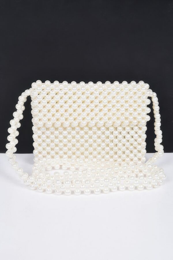 Handmade Faux Pearl Bead Flap Crossbody Bag