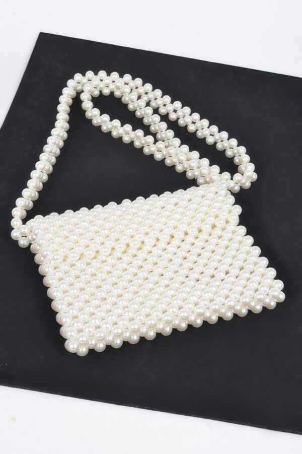 Handmade Faux Pearl Bead Flap Crossbody Bag