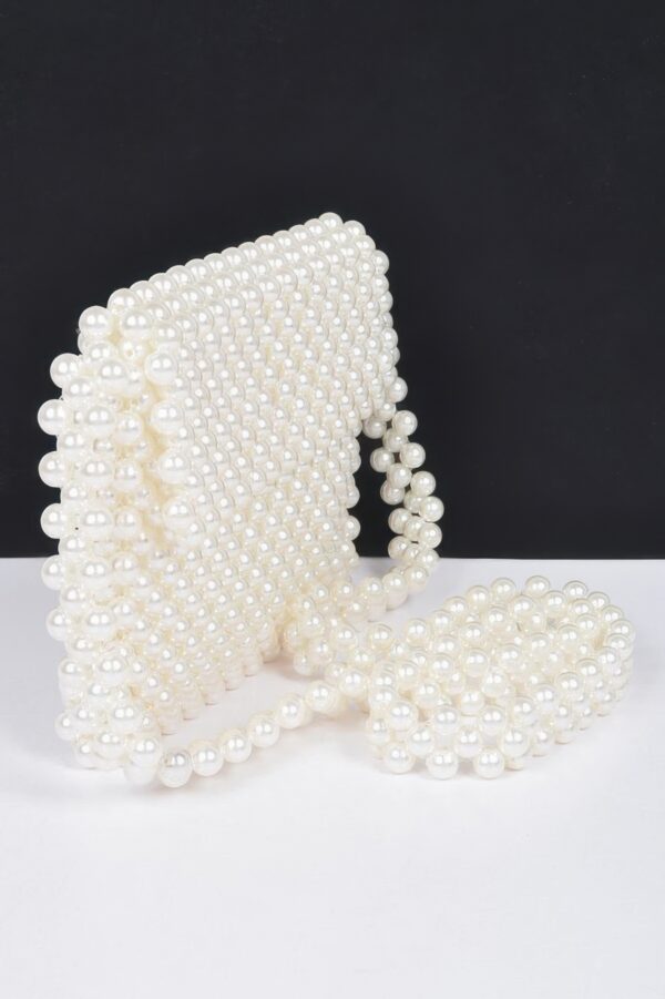Handmade Faux Pearl Bead Flap Crossbody Bag