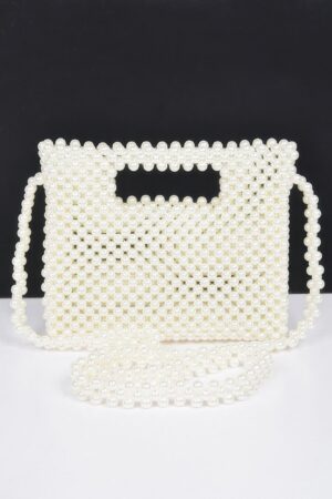 Hand-Beaded Faux Pearl Crossbody Bag – PVC