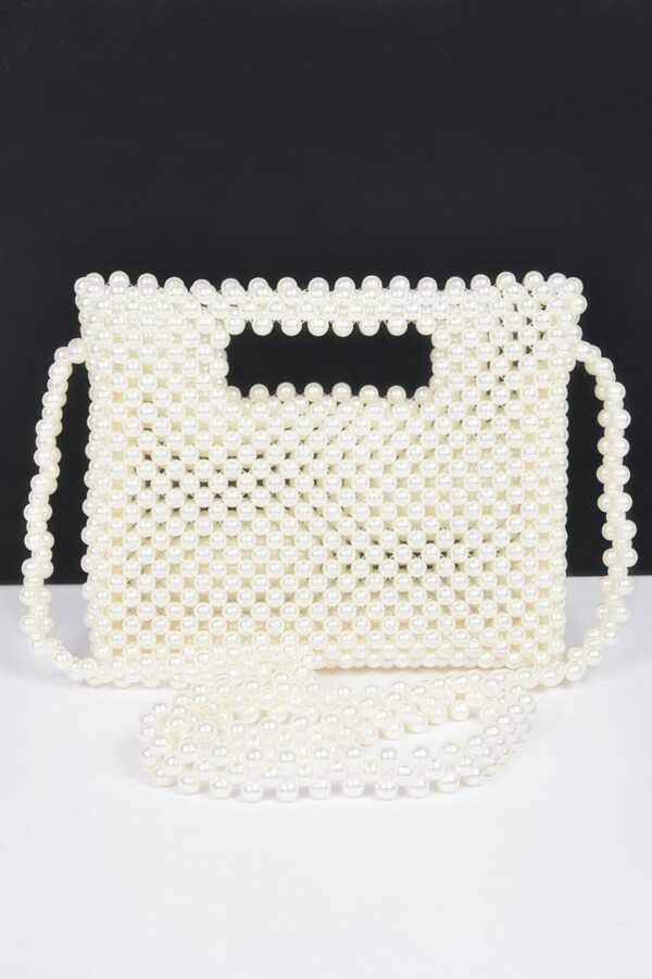 Hand-Beaded Faux Pearl Crossbody Bag – PVC