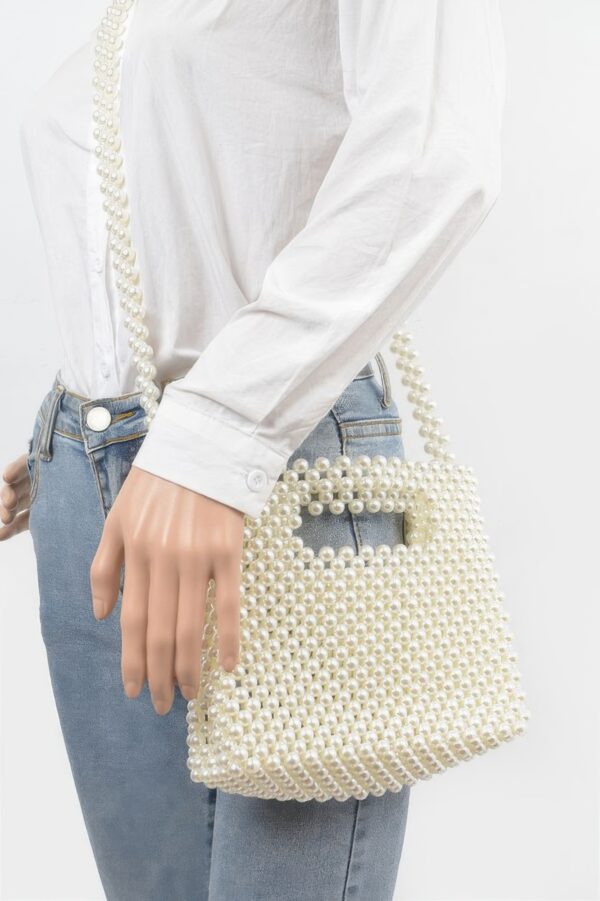 Hand-Beaded Faux Pearl Crossbody Bag – PVC