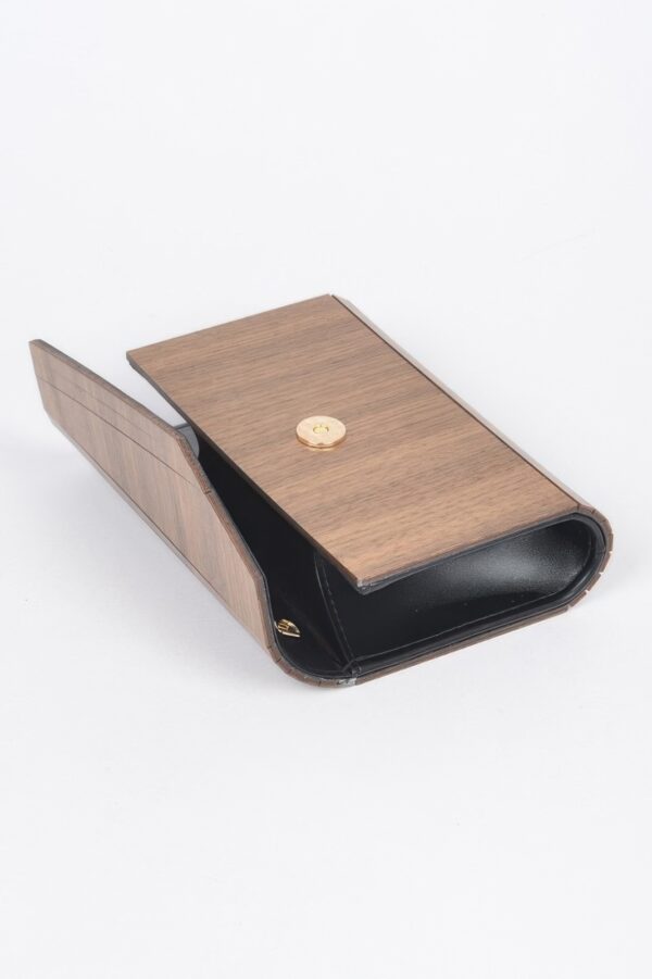 Wooden Clutch – Sculptural Mixed Metal Accent