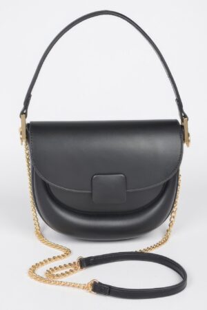 Faux Leather Top Handle Flap Bag – Structured Mini Satchel
