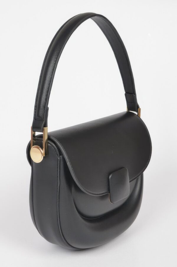 Faux Leather Top Handle Flap Bag – Structured Mini Satchel