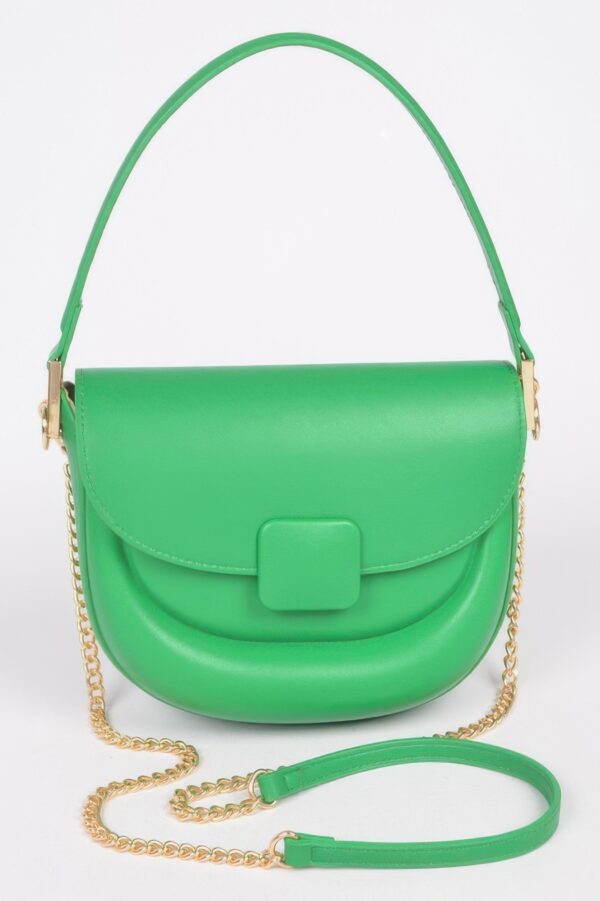 Faux Leather Top Handle Flap Bag – Structured Mini Satchel