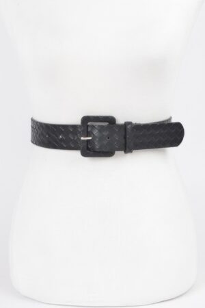 Braided Embossed Faux Leather Belt – Classic Buckle