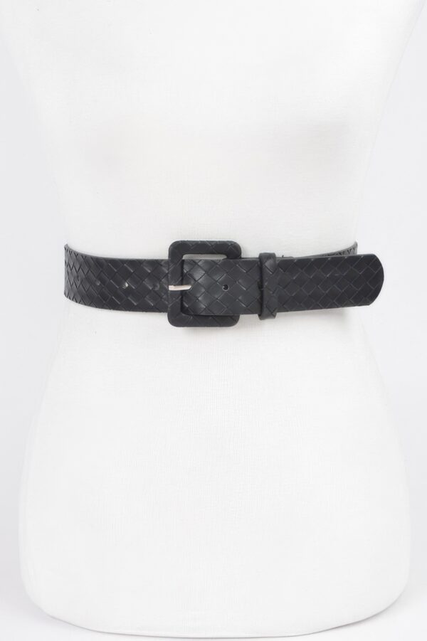 Braided Embossed Faux Leather Belt – Classic Buckle