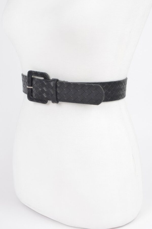Braided Embossed Faux Leather Belt – Classic Buckle