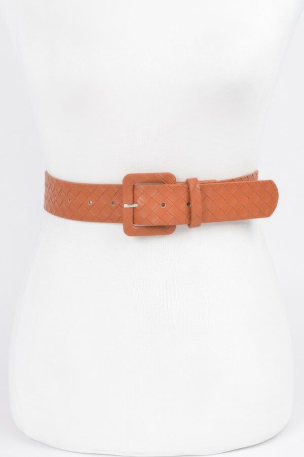 Braided Embossed Faux Leather Belt – Classic Buckle