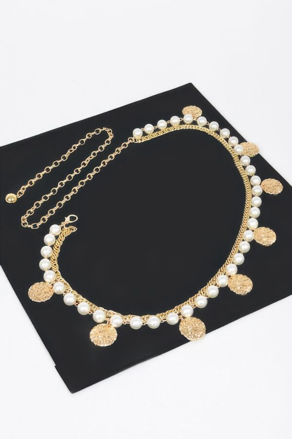 Faux Pearl Chain Belt – Round Metal Links