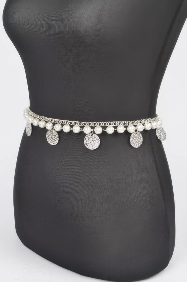 Faux Pearl Chain Belt – Round Metal Links