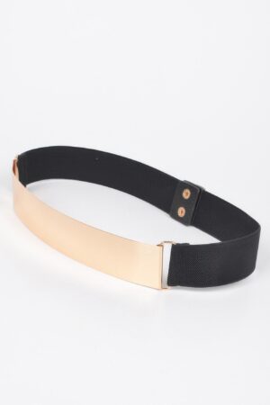Polished Metal Plate Elastic Waist Belt