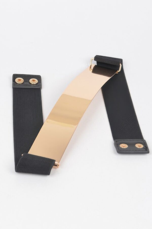 Polished Metal Plate Elastic Waist Belt