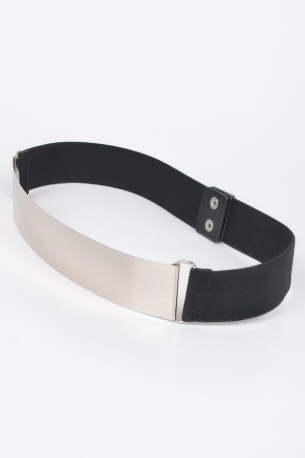 Polished Metal Plate Elastic Waist Belt