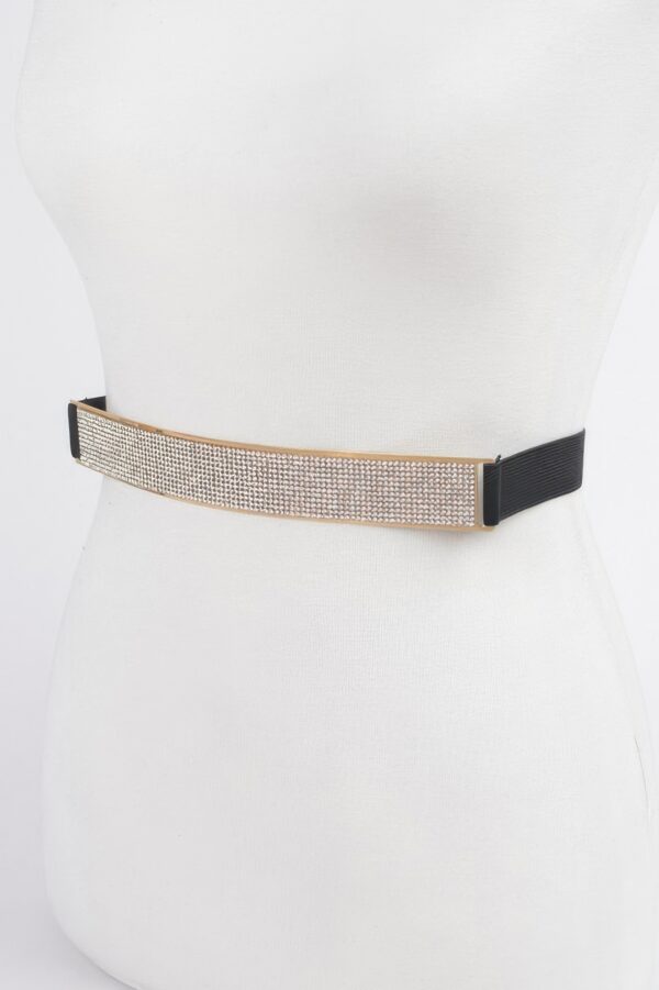 Rhinestone Metal Plate Elastic Waist Belt