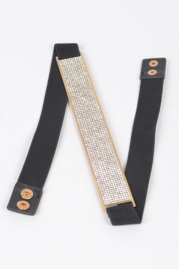 Rhinestone Metal Plate Elastic Waist Belt