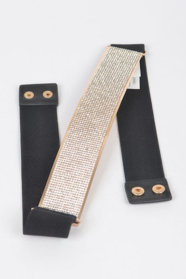 Rhinestone Metal Plate Elastic Belt – Sparkling Plate