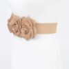 Linen Flower Elastic Belt – Textured Floral Trim