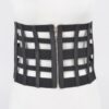 Corsette Zip Elastic Belt – Wide Faux-Leather Waist Cincher