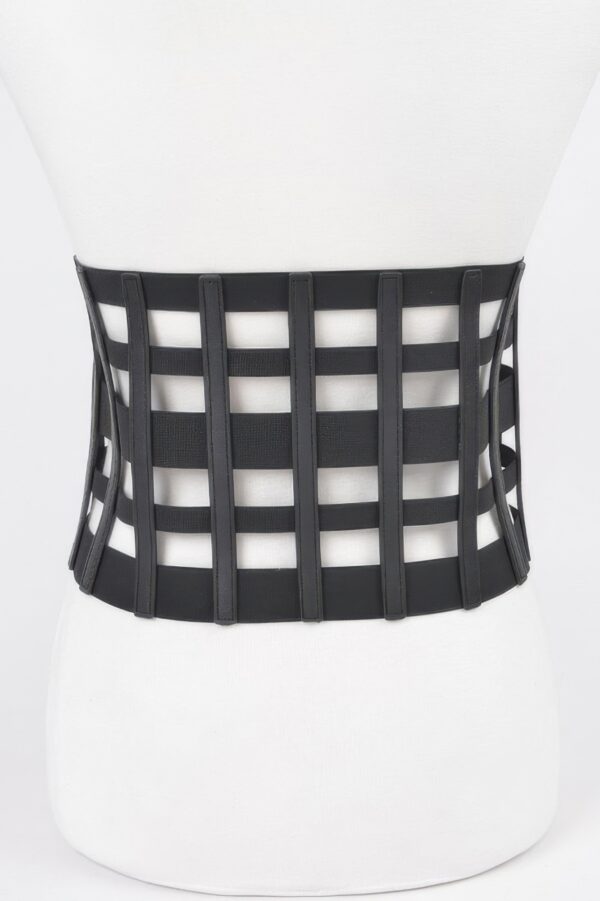 Corsette Zip Elastic Belt – Wide Faux-Leather Waist Cincher