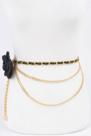 Double-Layer Flower Chain Belt – Metal & PU