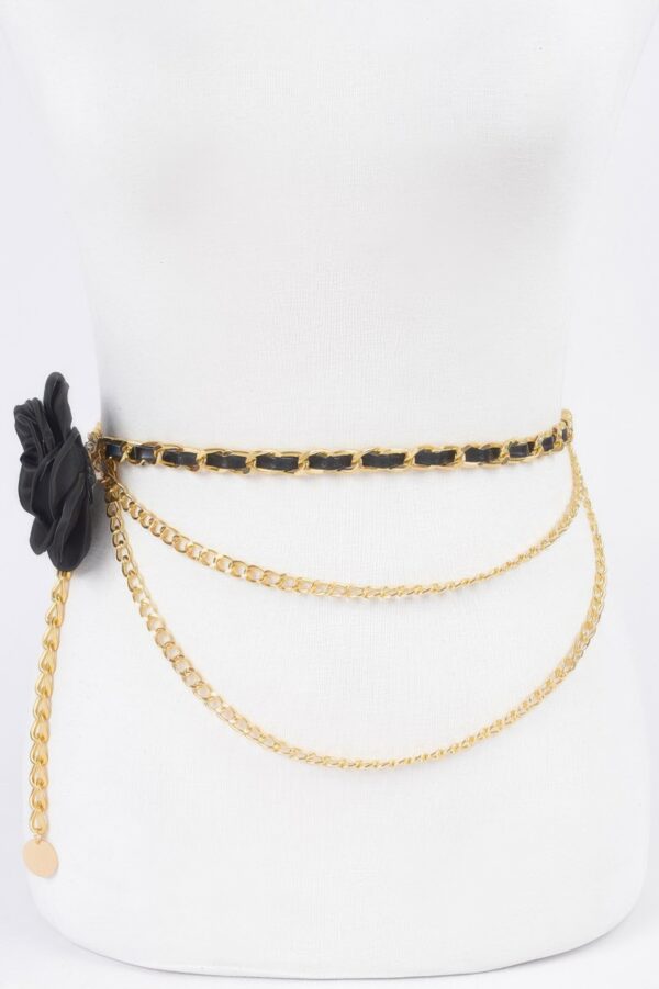 Double-Layer Flower Chain Belt – Metal & PU