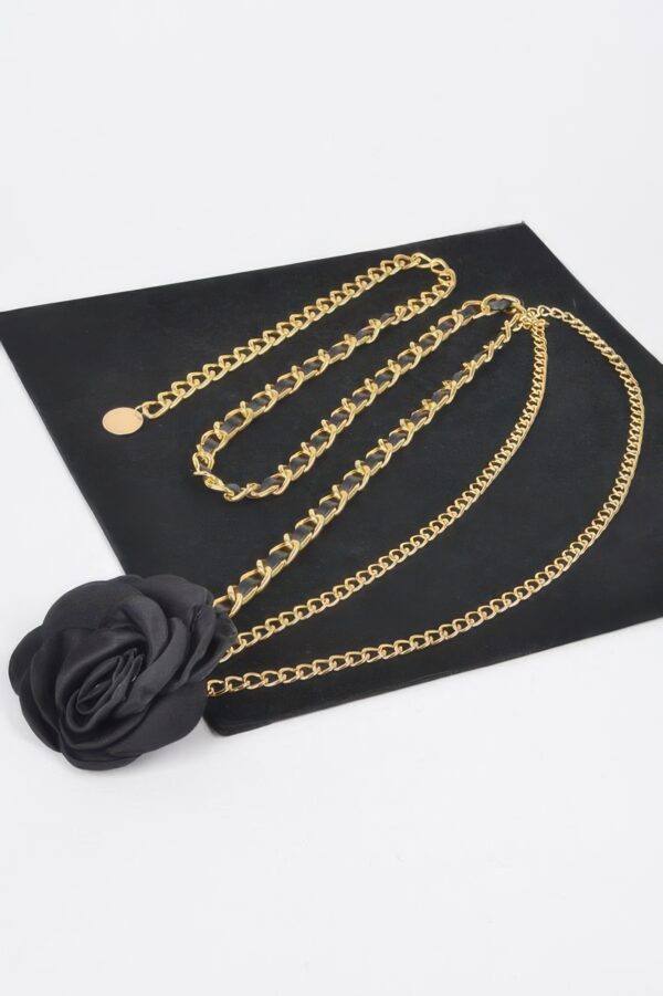 Double-Layer Flower Chain Belt – Metal & PU