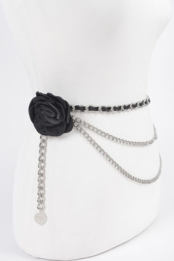 Double-Layer Flower Chain Belt – Metal & PU