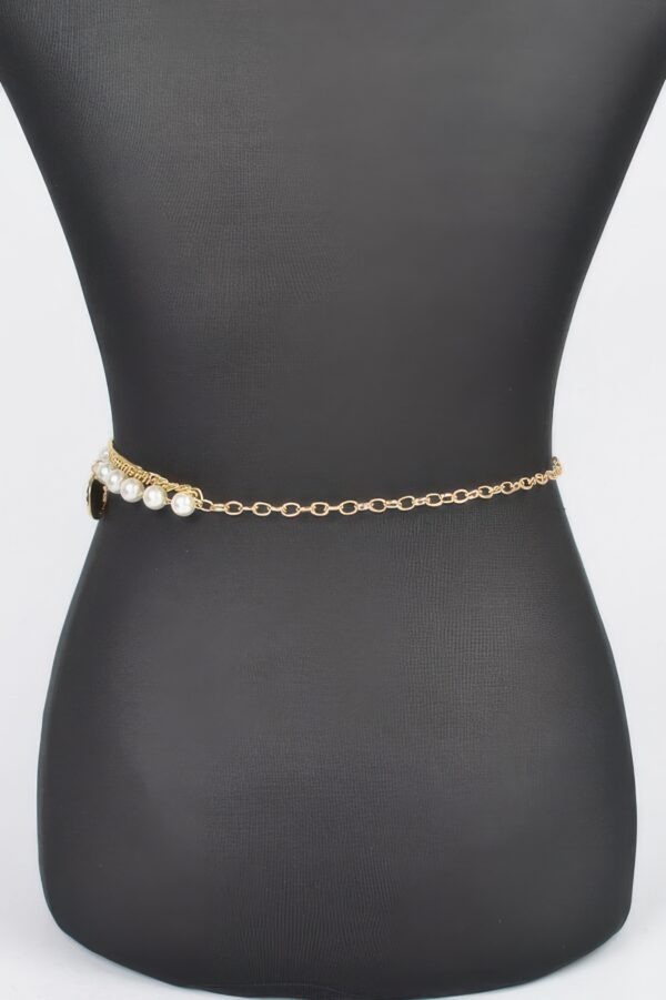 Faux Pearl Round Metal Chain Belt – Plus Size