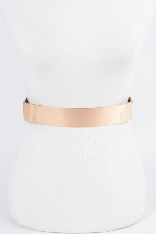 Metal Plate Elastic Belt – Curved Metallic Front