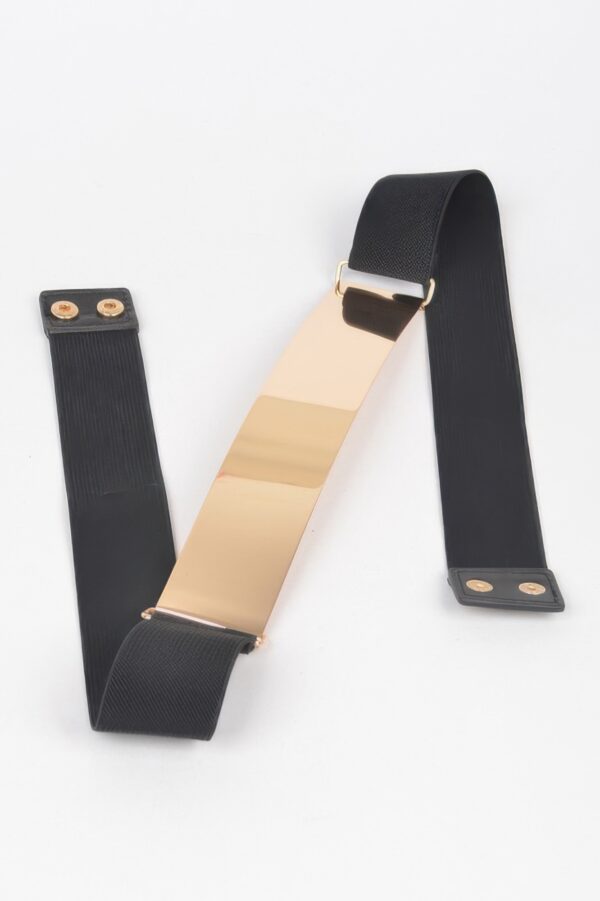 Metal Plate Elastic Belt – Curved Metallic Front