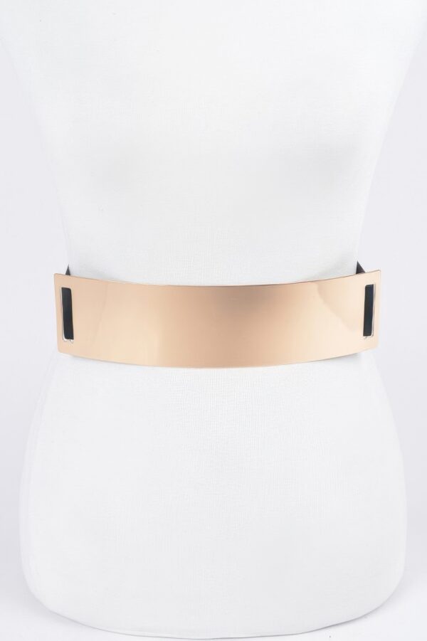 Plus-Size Elastic Belt with Wide Metal Plate