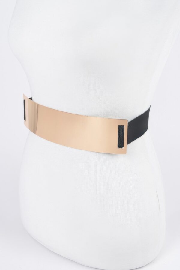 Plus-Size Elastic Belt with Wide Metal Plate