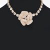 Faux Pearl Flower Choker with Rhinestone Accents