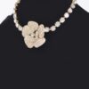 Faux Pearl Flower Choker with Rhinestone Accents