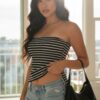 Strapless Ribbed Tube Top with Side Slits