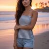 Strapless Ribbed Tube Top with Side Slits