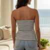 Strapless Ribbed Tube Top with Side Slits