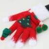 Christmas Tree Knit Gloves with Pom-Poms