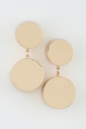 Hammered Double-Disc Stud Earrings – Polished Metal