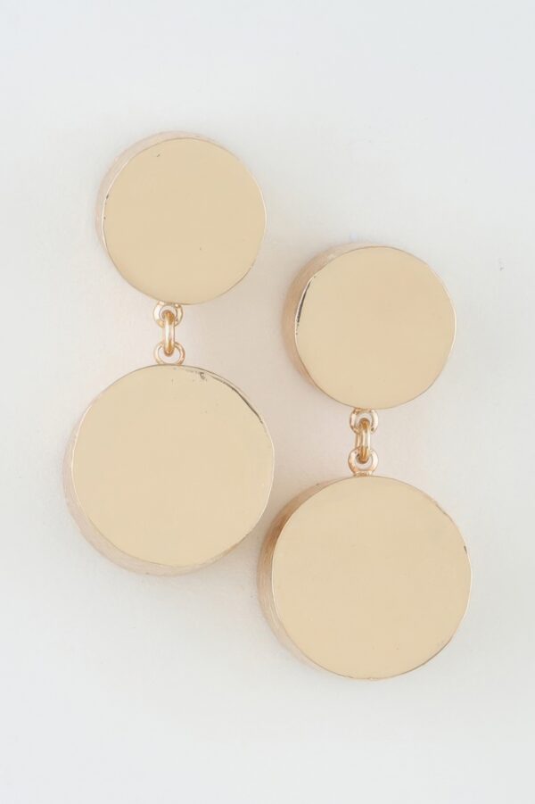 Hammered Double-Disc Stud Earrings – Polished Metal