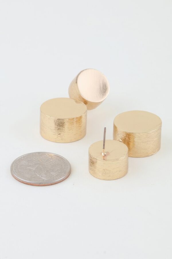 Hammered Double-Disc Stud Earrings – Polished Metal