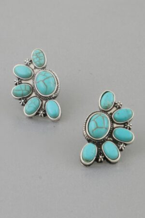 Half-Flower Stud Earrings with Antique Finish