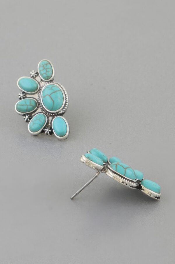 Half-Flower Stud Earrings with Antique Finish